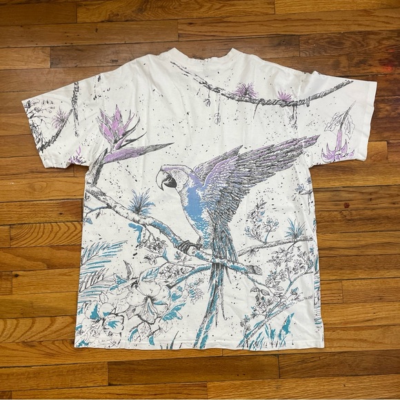 90’s Vintage Sesame Place Parrot AOP Single Stitch Graphic T Shirt Size XL Used - Picture 2 of 5